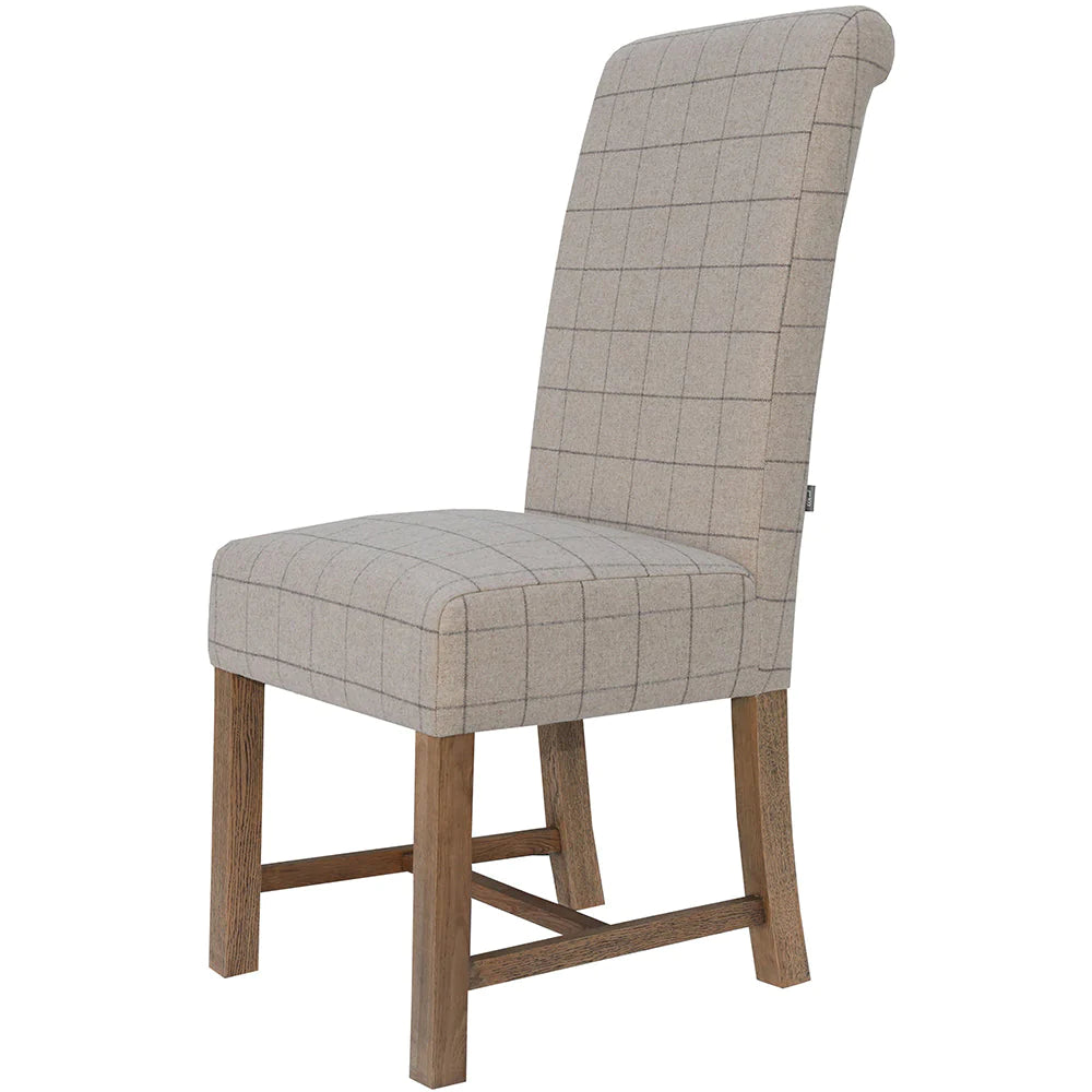 Jersey Check Natural Fabric Dining Chair