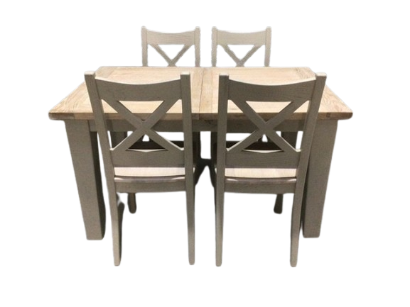 Calgary Oak 1.4m Ext Dining Set painted Oyster with a Ciffa Finish
