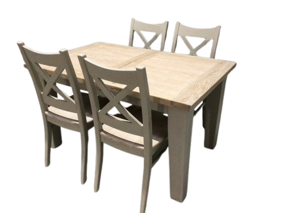 Calgary Oak 1.4m Ext Dining Set painted Oyster with a Ciffa Finish