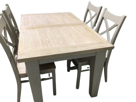 Calgary Oak 1.4m Ext Dining Set painted Oyster with a Ciffa Finish