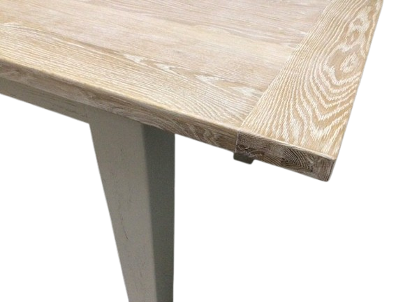 Calgary Oak 1.8m Ext Dining Table painted Oyster with a Ciffa Finish
