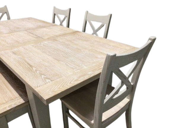Calgary Oak 1.8m Ext Dining Set painted Oyster