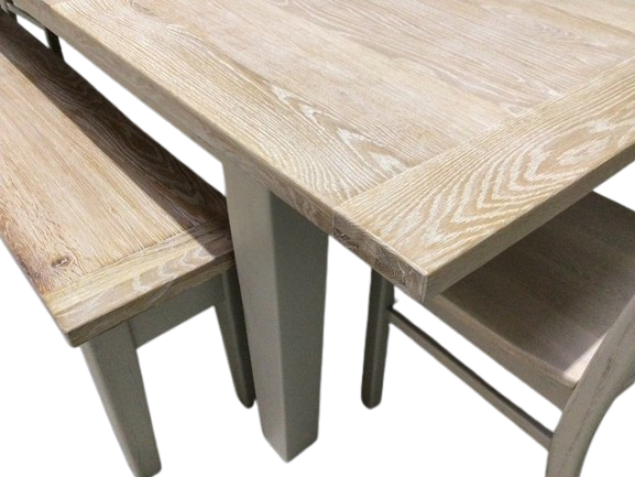 Calgary Oak 1.8m Ext Dining Set painted Oyster