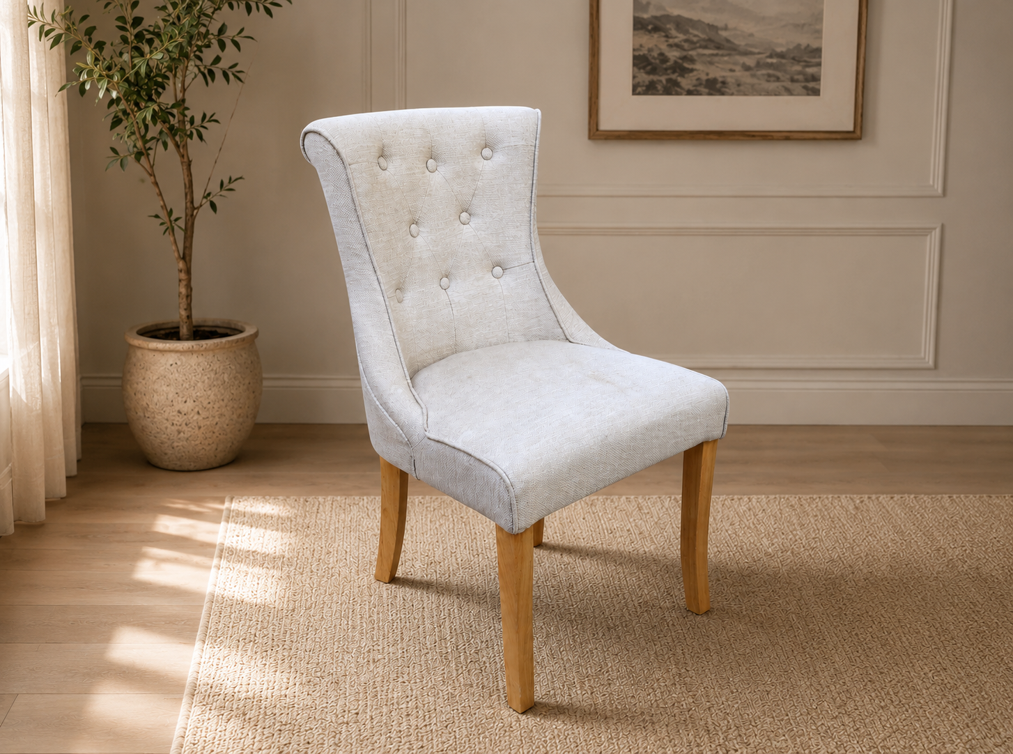 Kingston Beige Linen Dining Chair