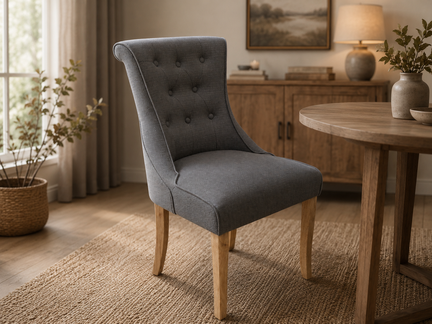 Kingston Cement Grey Linen Dining Chair