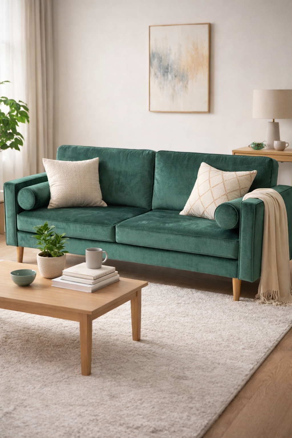 Hudson Green Velvet 2 Seater Sofa