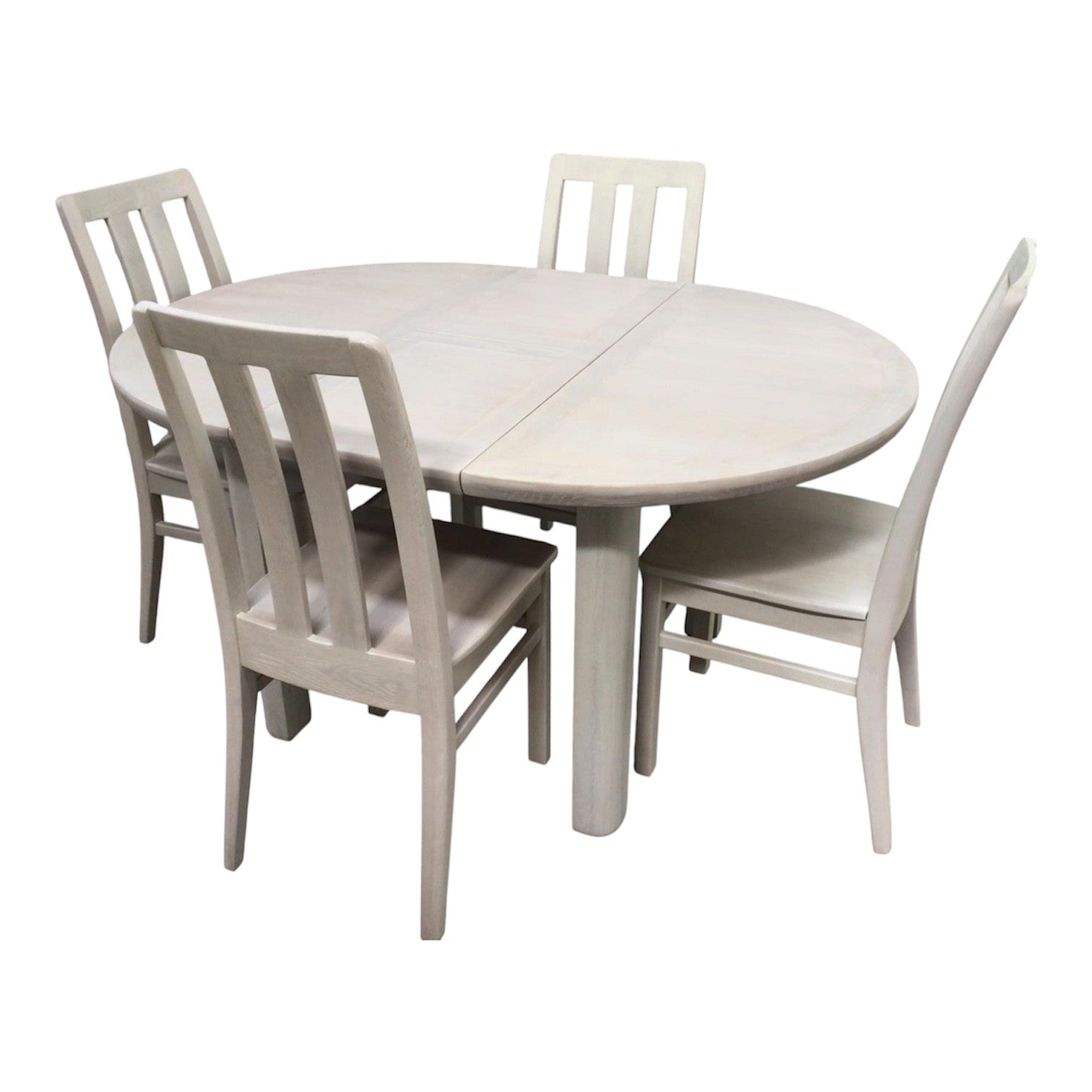 Dakota Oak 1.1m Round Ext Dining Set with Ciffa Lime Wash Finish