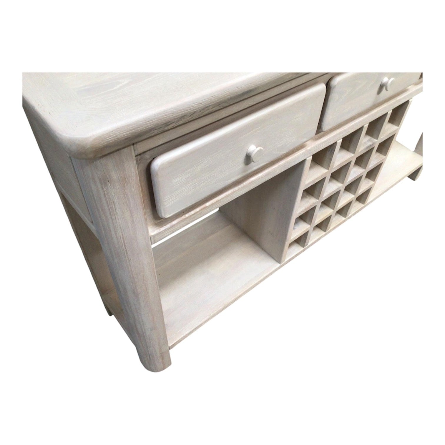 Dakota Oak Sofa Table with lime wash finish