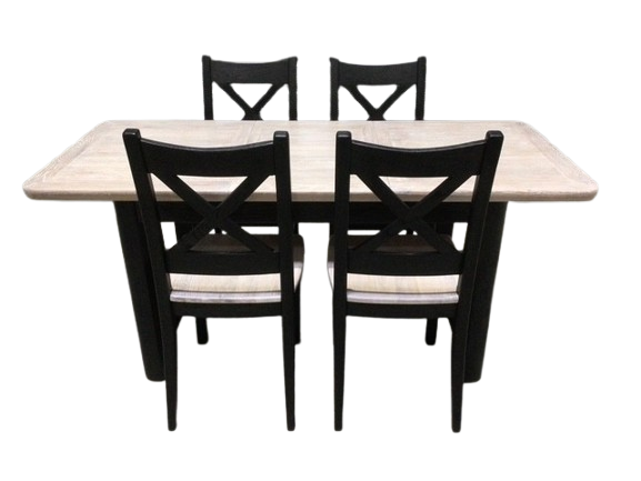 Dakota Solid Oak 1.3m Ext Dining Set painted Black