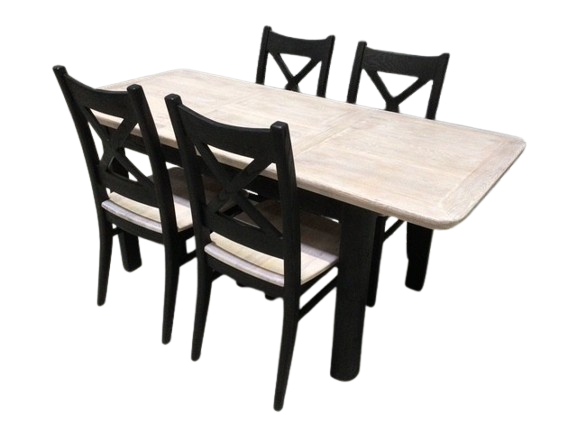 Dakota Solid Oak 1.3m Ext Dining Set painted Black