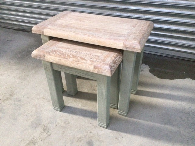 Danube Oak Nest of Tables painted French Grey with Ciffa Finish