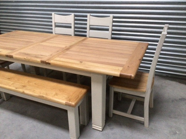 Danube Oak 1.8m Ext Dining Set painted Oyster