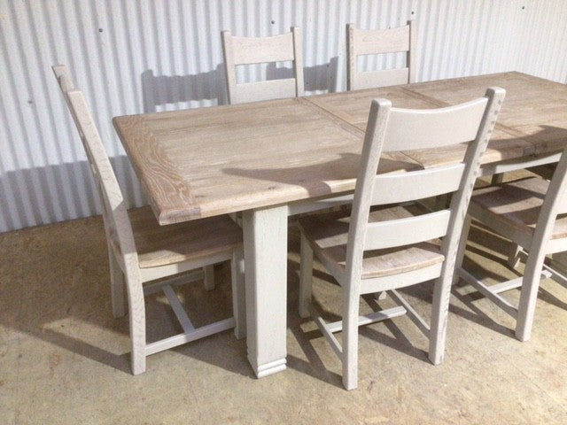 Danube Oak 1.8m Ext Dining Set painted Oyster - Ex-Display Model