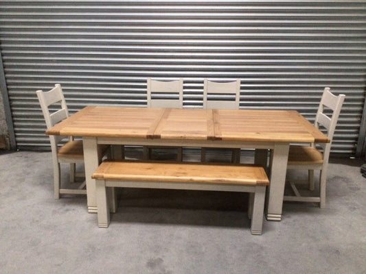 Danube Oak 1.8m Ext Dining Set painted Oyster