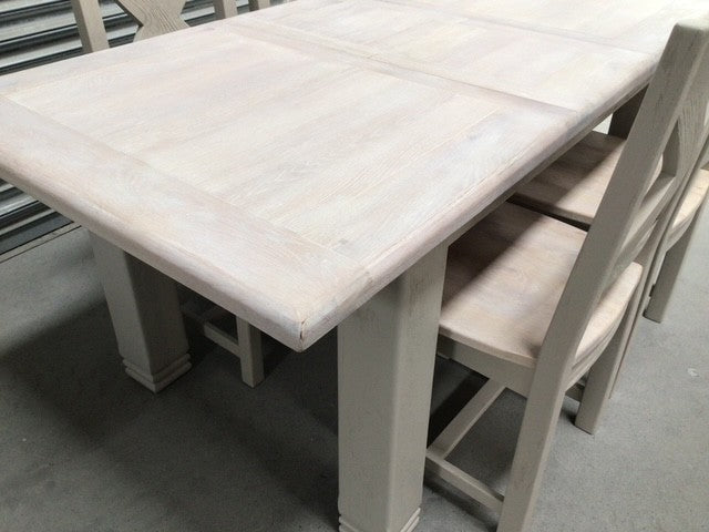 Danube Oak 1.4m Ext Dining Set painted Oyster - Ex Display
