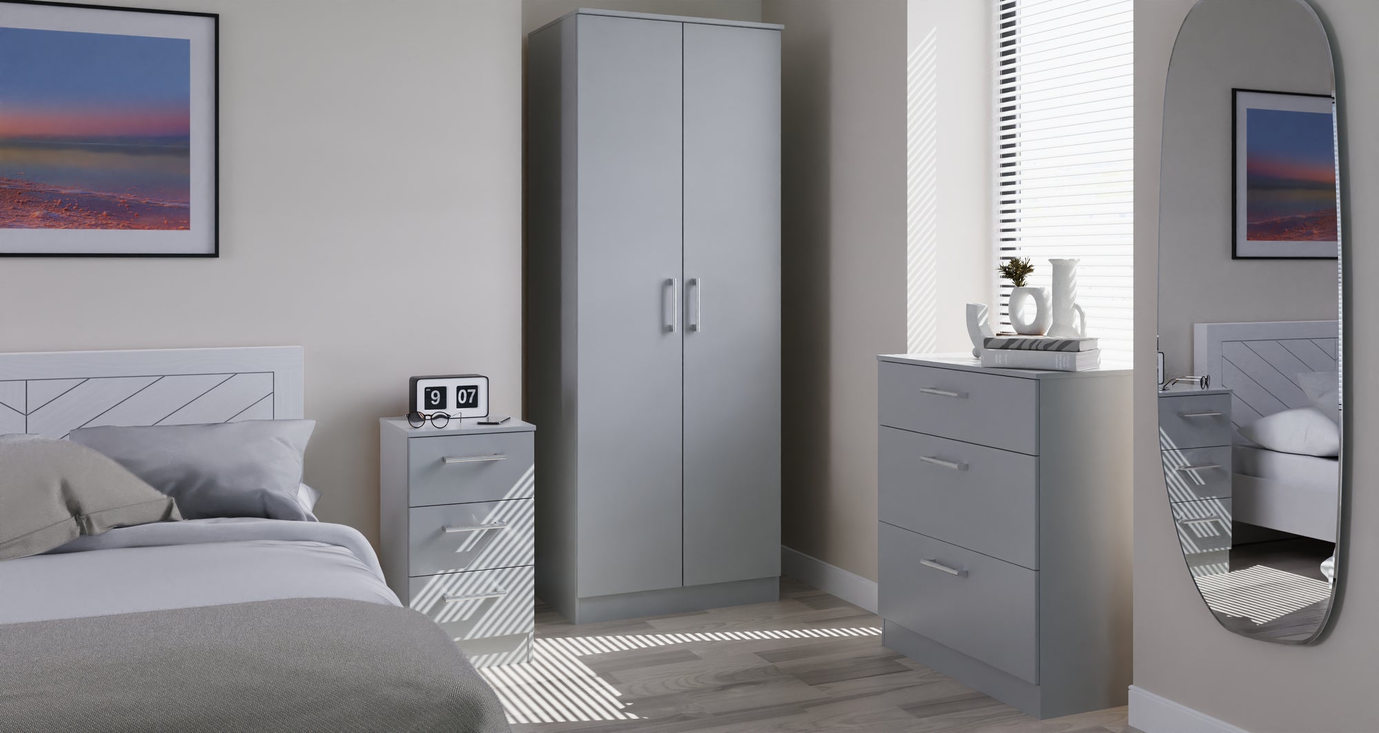 Devon Bedroom Package - 3 Piece painted French Grey