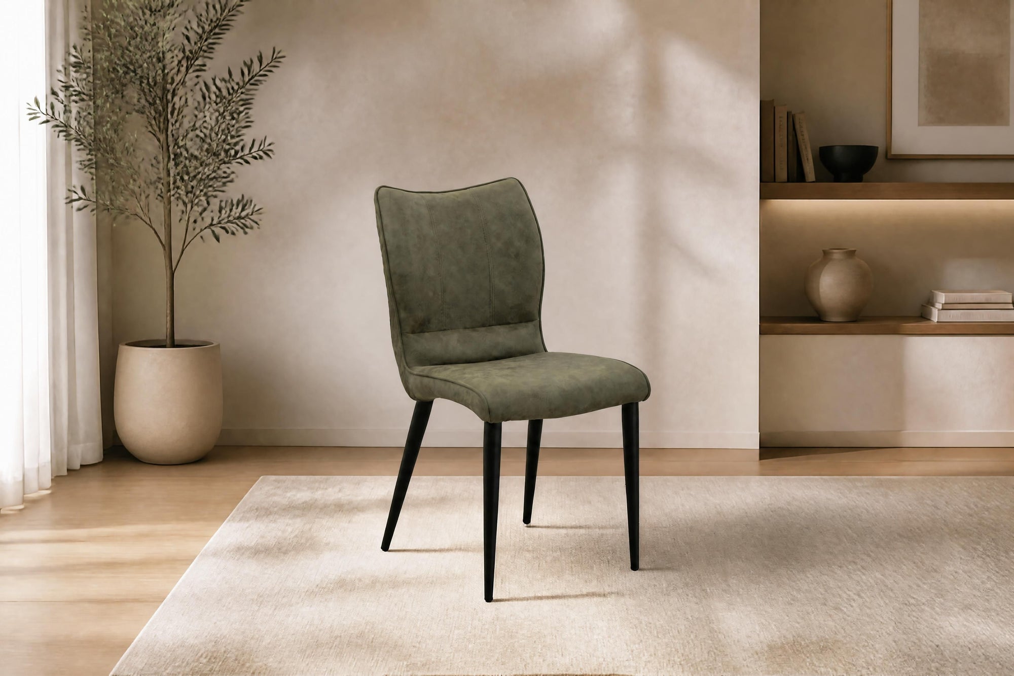 Nina Green Upholstered Faux Suede Dining Chair