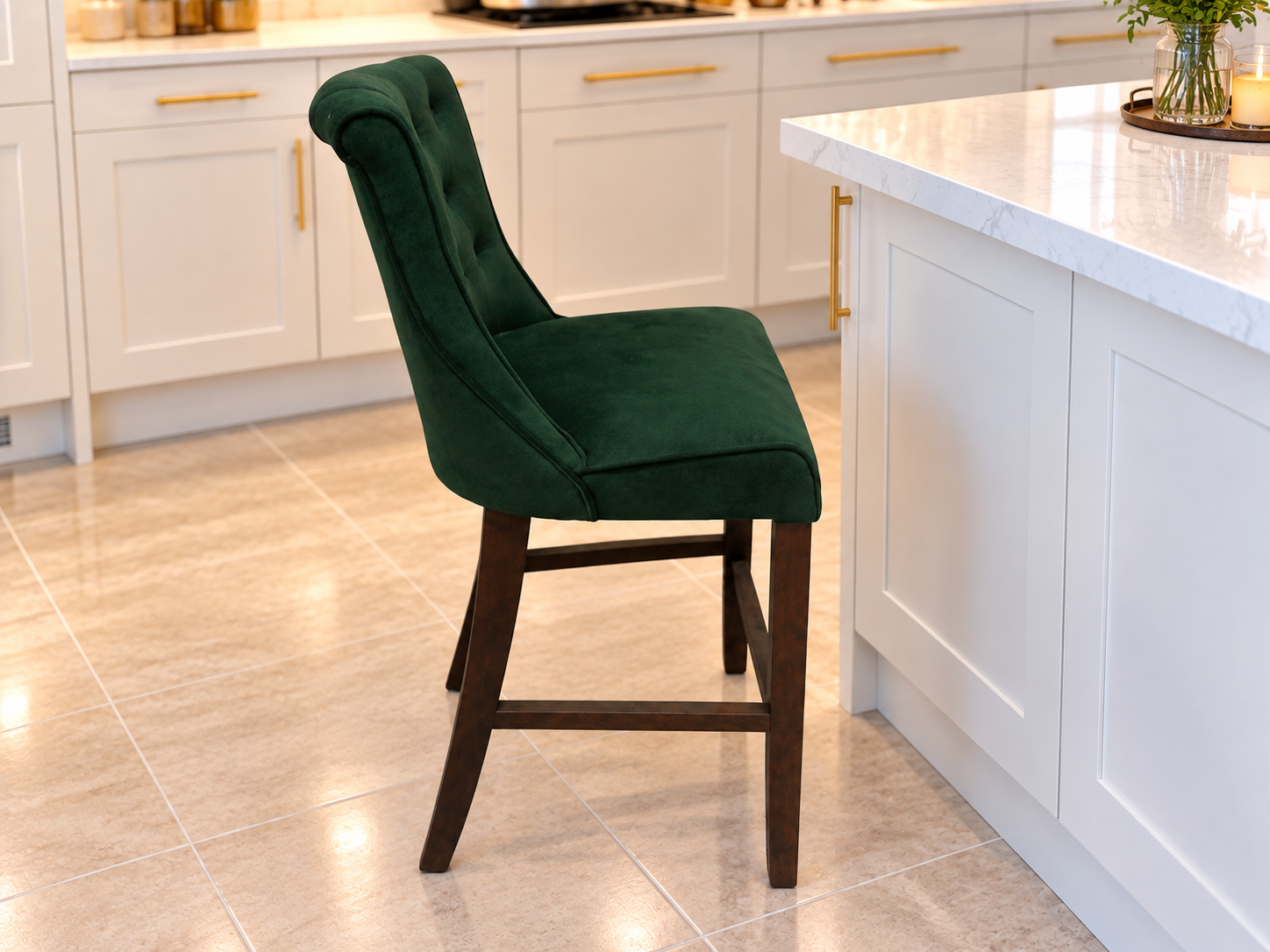 Kingston Green Velvet Bar Stool