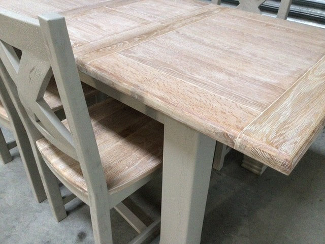 Danube Oak 1.4m Ext Dining Set painted Oyster - Ex Display (Feb 19)
