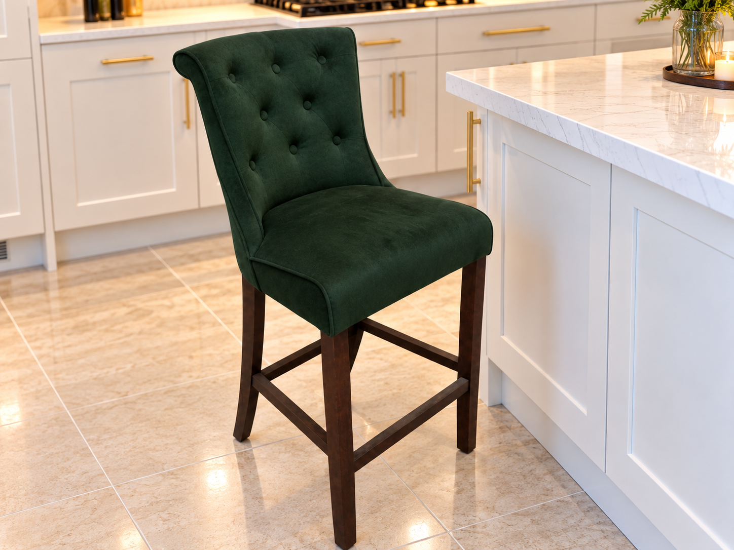 Kingston Green Velvet Bar Stool