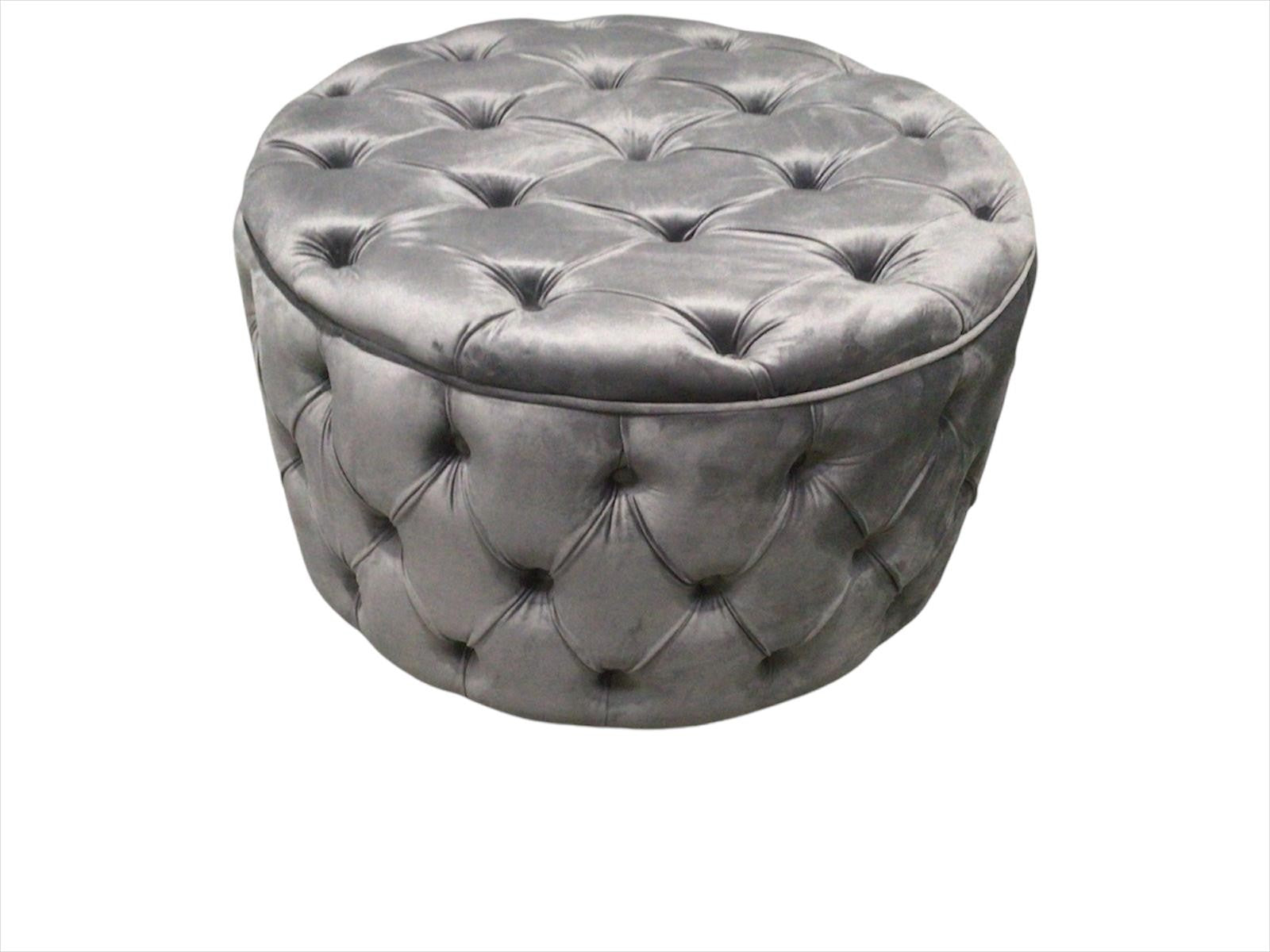 Grey Velvet Ottoman