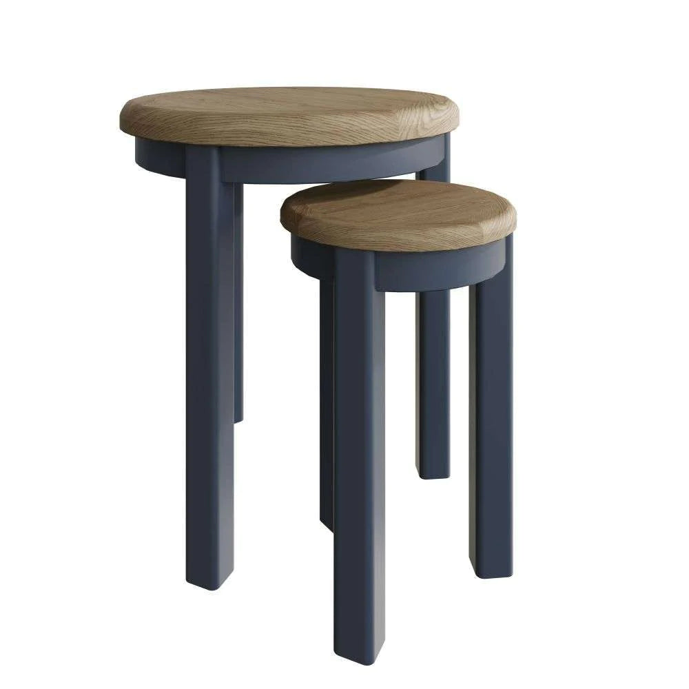 Jersey Smoked Oak Painted Nest of Tables - Set of 2