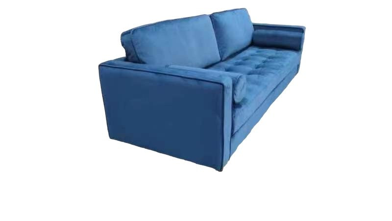 Hudson 3 Seater Blue Velvet Sofa