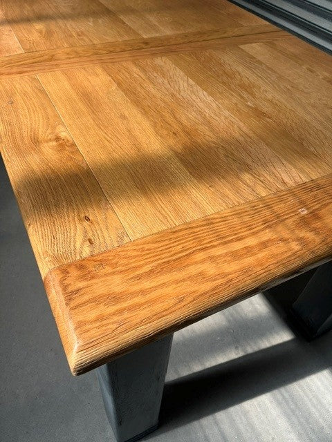 Danube Oak 1.4m Ext Dining Table painted Night Blue - June 01