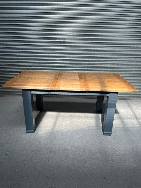 Danube Oak 1.4m Ext Dining Table painted Night Blue - June 01