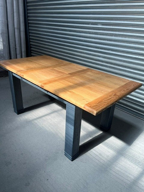Danube Oak 1.4m Ext Dining Table painted Night Blue - June 01