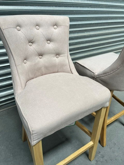 Kingston Beige Chenille Bar Stool - Set of 2 - Ex Display