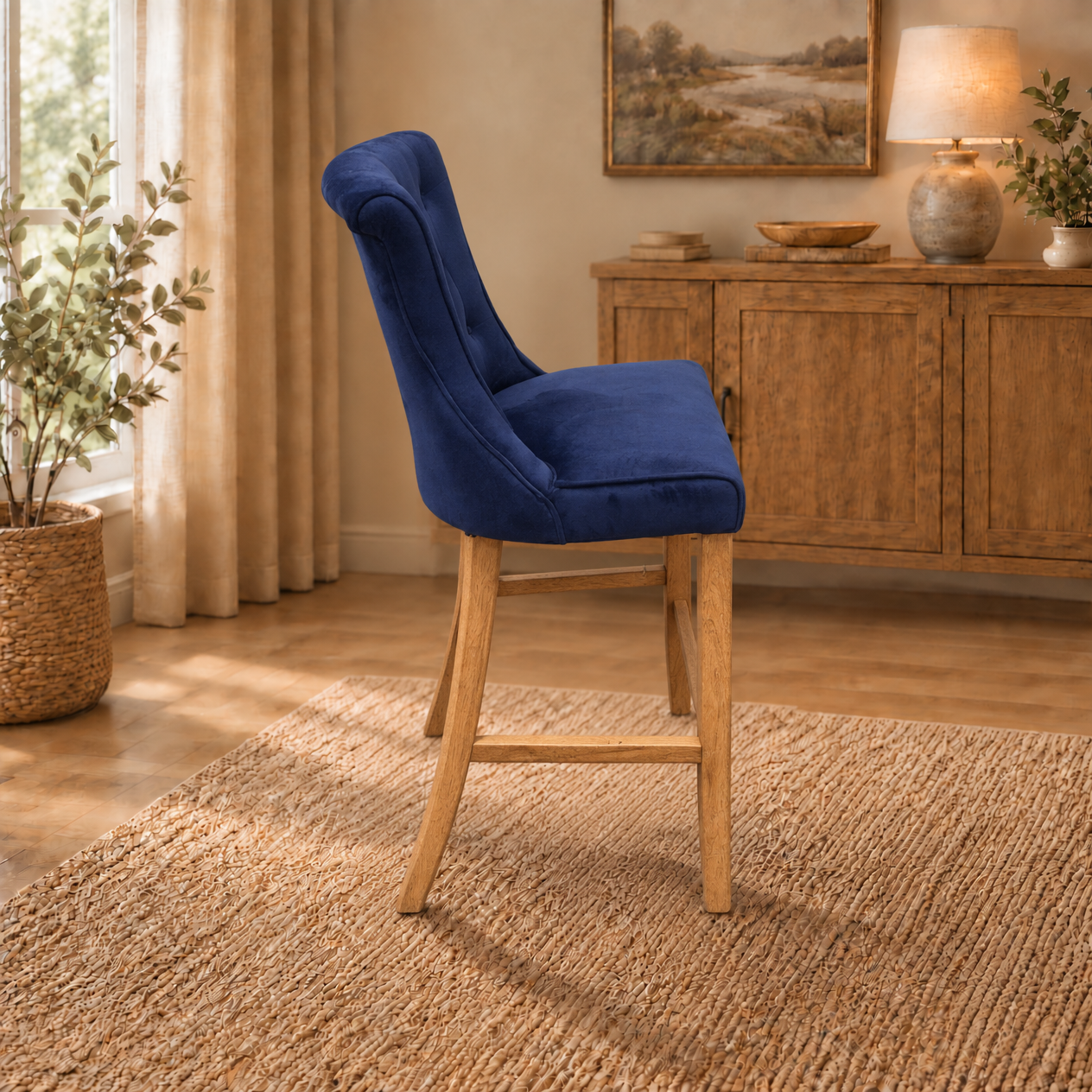 Kingston Blue Velvet Bar Stool