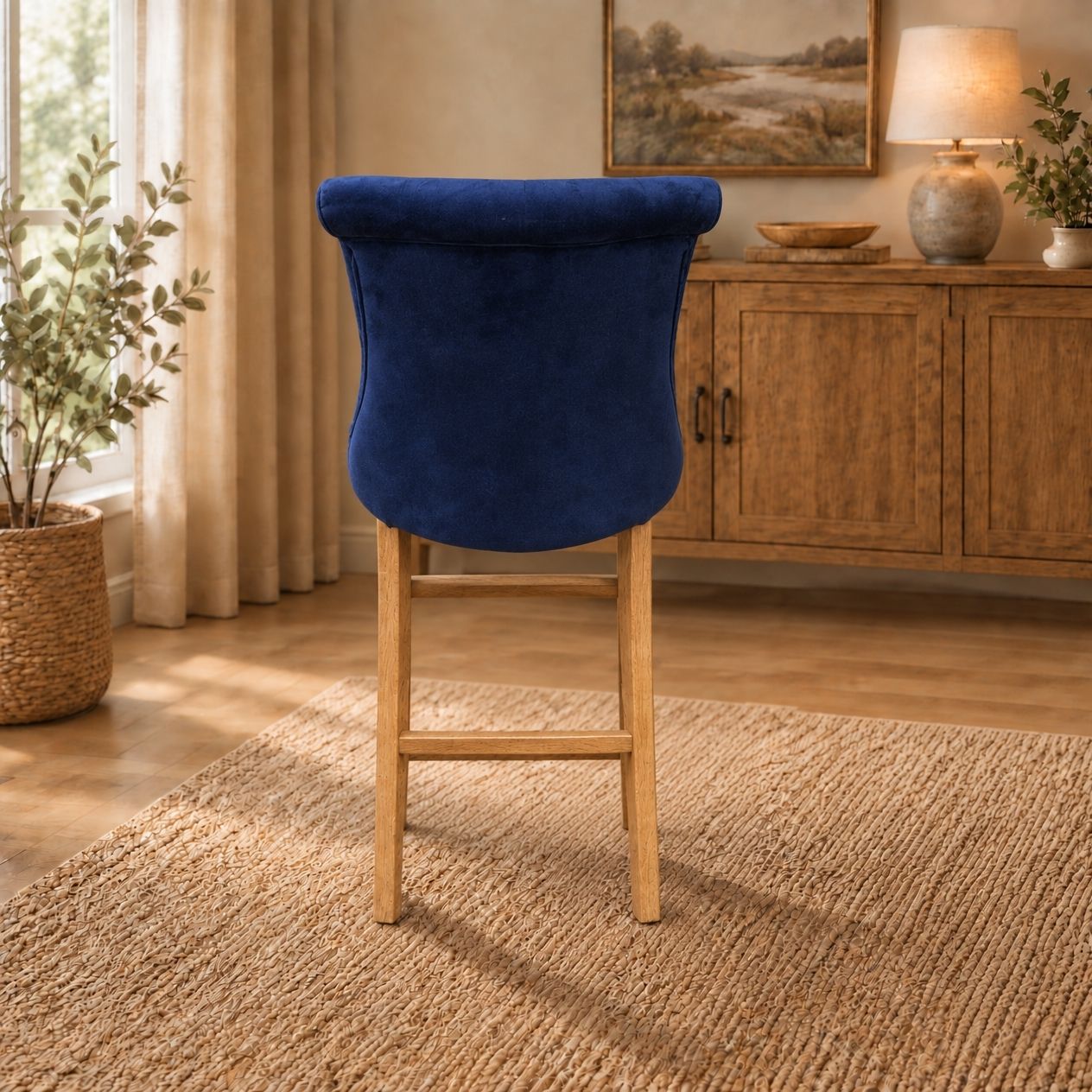 Kingston Blue Velvet Bar Stool