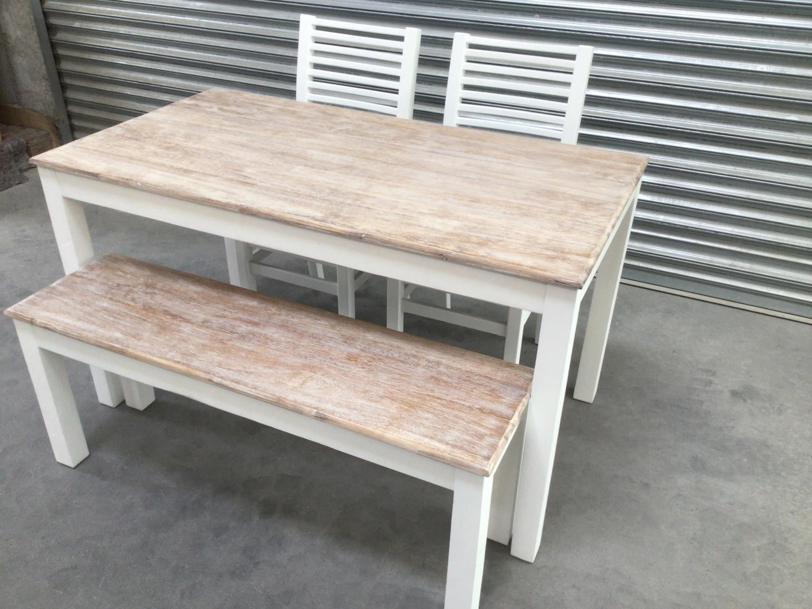 Maldon 1.2m Oak Dining Set painted Off-White - Sample Model