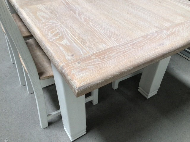 Danube Oak 1.4m Ext Dining Set painted Oxford White - (May11)