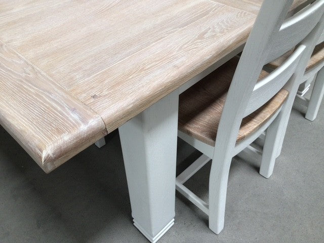 Danube Oak 1.4m Ext Dining Set painted Oxford White - (May11)