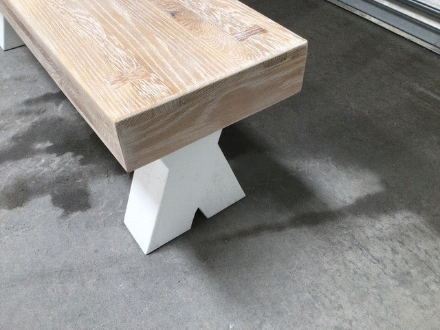 Next Oak 1.5m Bench painted Oxford white with a ciffa finish