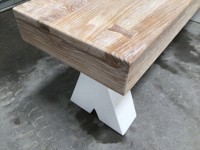 Next Oak 1.5m Bench painted Oxford white with a ciffa finish
