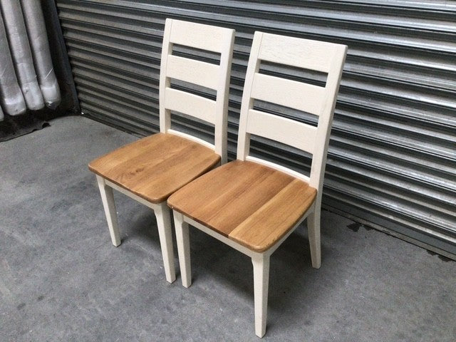 Oak Dining Chair painted Off-White (Nov01) - Set of 2