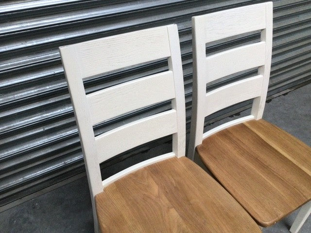 Oak Dining Chair painted Off-White (Nov01) - Set of 2