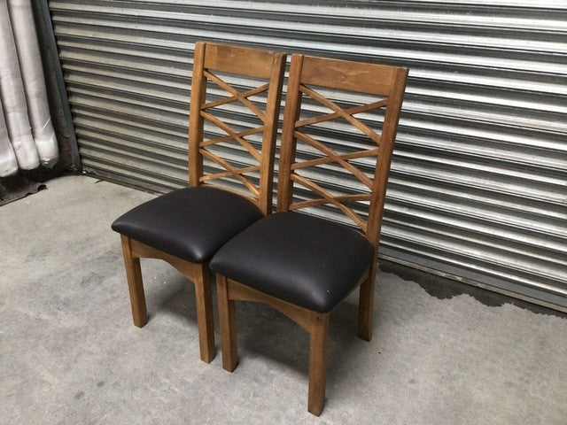 Timber Dining Chair with Triple Cross-Back (Nove05) - Set of 2