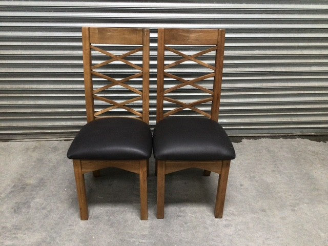 Timber Dining Chair with Triple Cross-Back (Nove05) - Set of 2