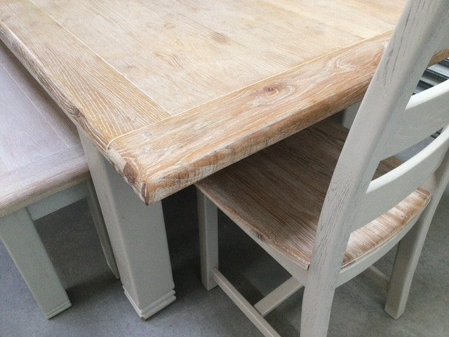 Danube Oak 1.8m Ext Dining Set painted Oyster - Oct10