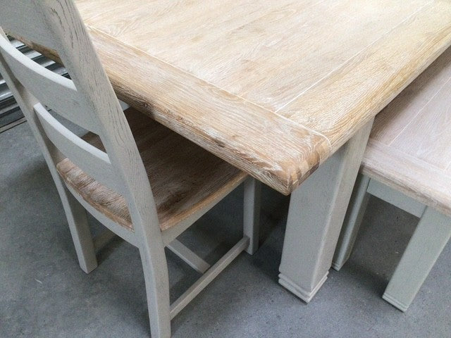 Danube Oak 1.8m Ext Dining Set painted Oyster - Oct10
