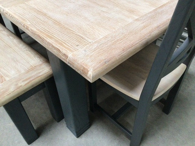 Danube Oak 1.4m Ext Dining Set painted Night Blue - Oct 31