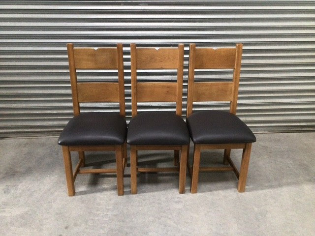 Timber ladder back dining chair with padded seat (Oct33) - Set of 3