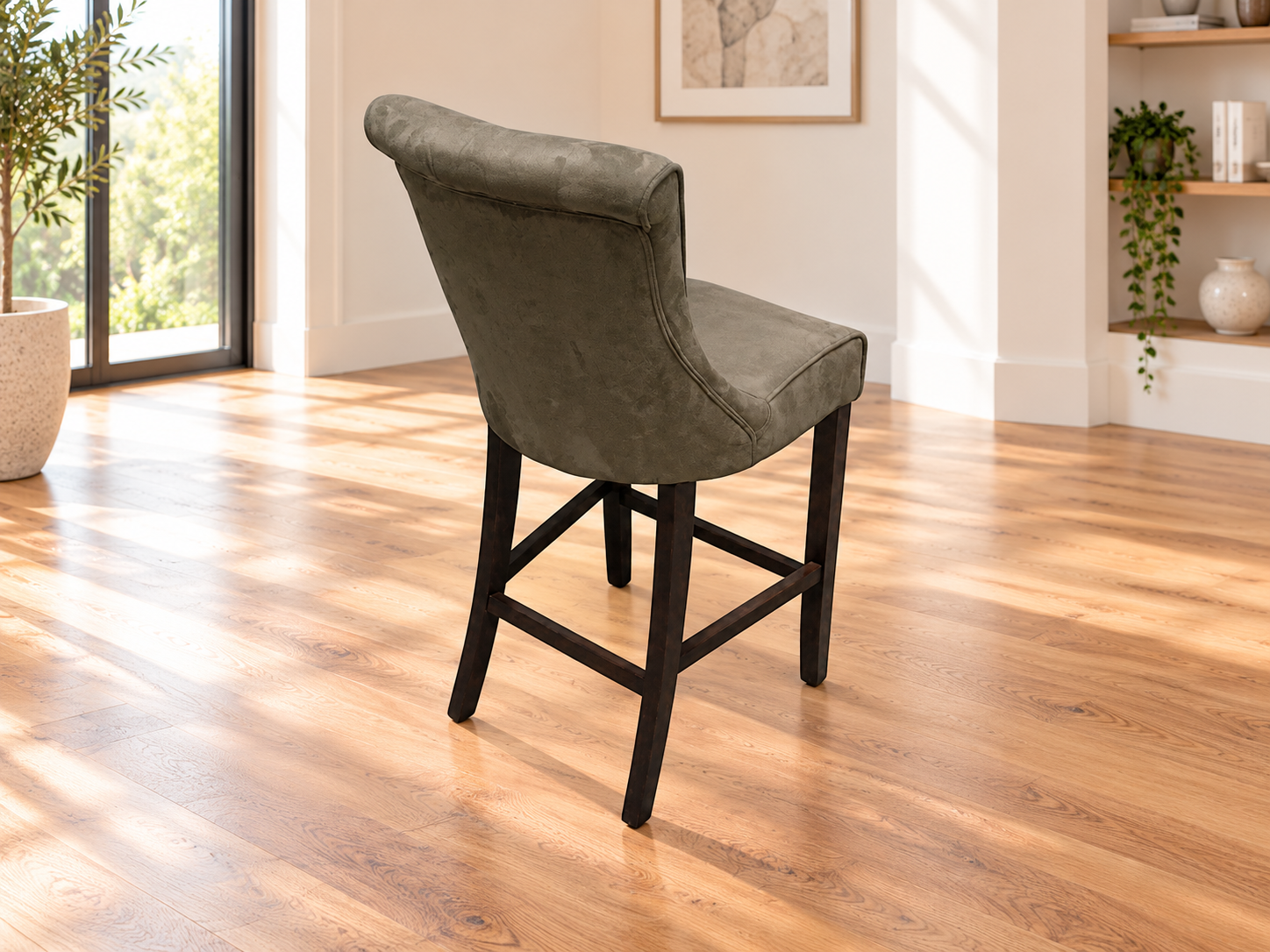 Kingston Olive Green Faux Suede Bar Stool