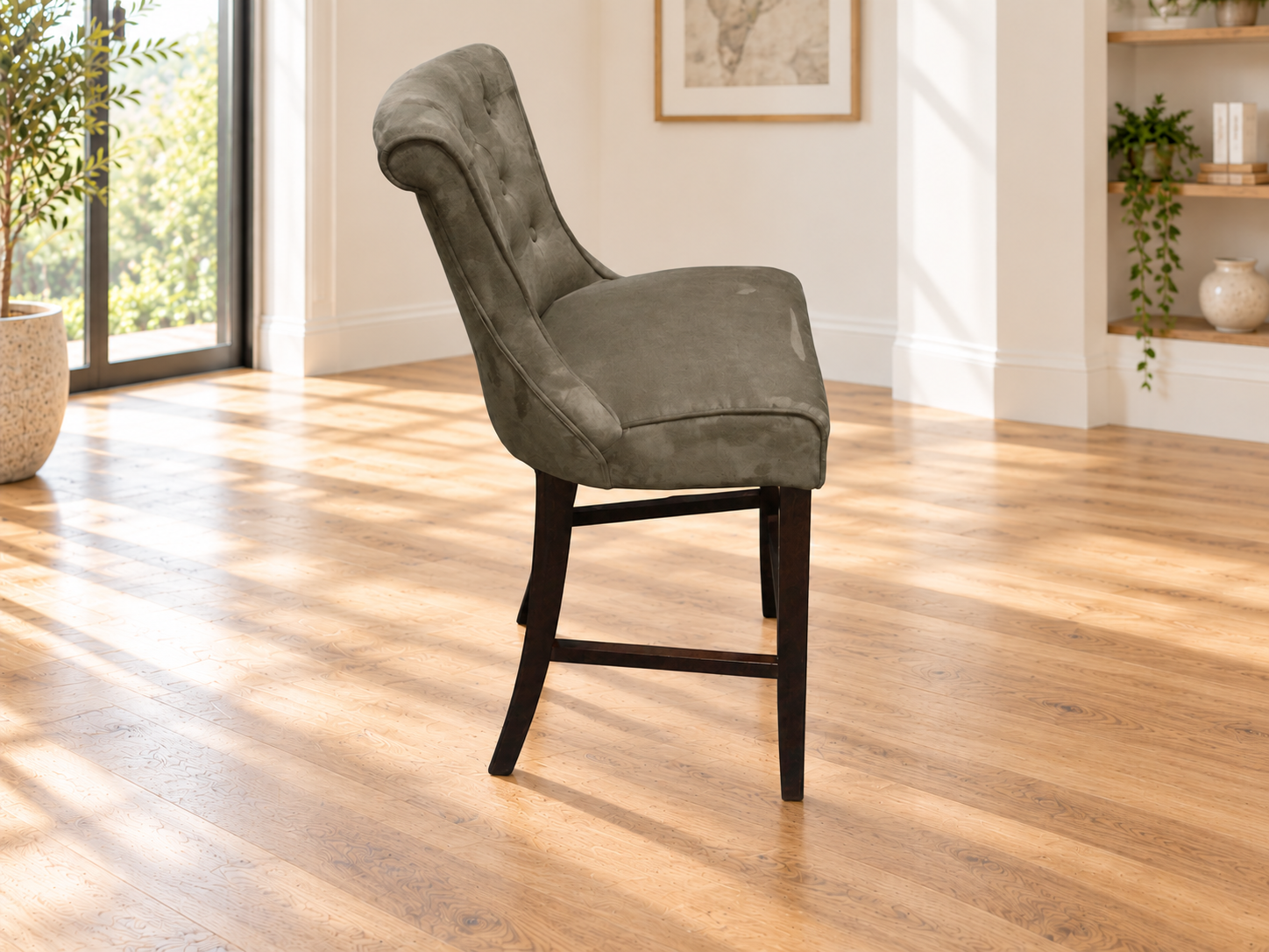 Kingston Olive Green Faux Suede Bar Stool
