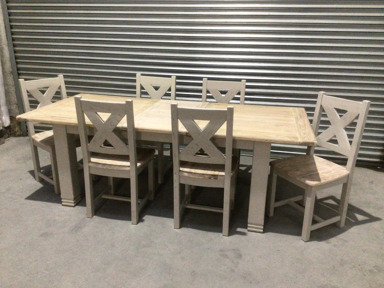 Danube Oak 1.8m Ext Dining Set painted Oyster