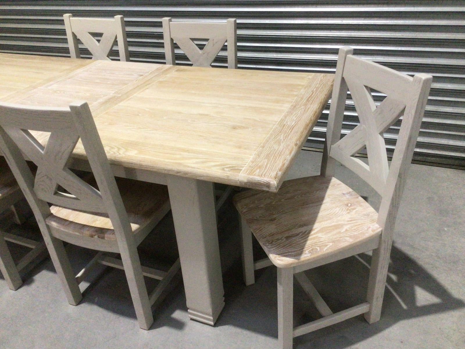 Danube Oak 1.8m Ext Dining Set painted Oyster